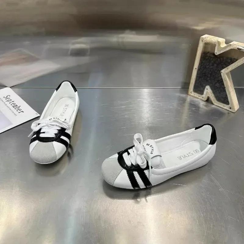 Fashion 2024 Women's Fashion Flat sneakers Bottom Sports Colored Casual Shoes Flat Heel Lace Up Derby Shoes Women's Casual Sports Shoes