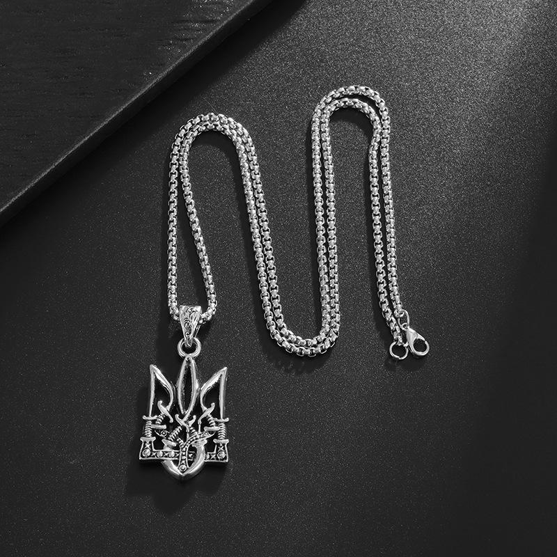 Neptune Trident Hip-hop Fashion Domineering High-end Versatile Jewelry Pendant Necklace