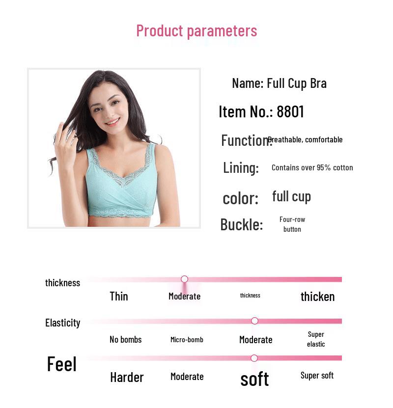 Lace Wire-Free Breathable Breast Cover Bra with Insertable Pads - Style 8801