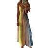 Women's Spaghetti Strap Gradient Long Dresses Summer Casual V Neck Flowy Maxi Dress Loose Beach Sundress
