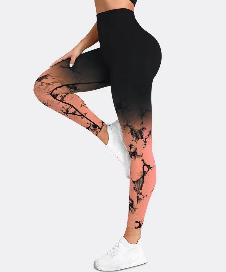 Women's High-Waist Gradient Tie-Dye Yoga Pants - Elastic, Hip-Lifting & Quick-Drying Fitness Wear