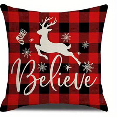 Home Decor Merry Christmas Themed Pillow Covers Pattern Cushion Cover Suitable For Sofa Bedroom Car Pillow Cover