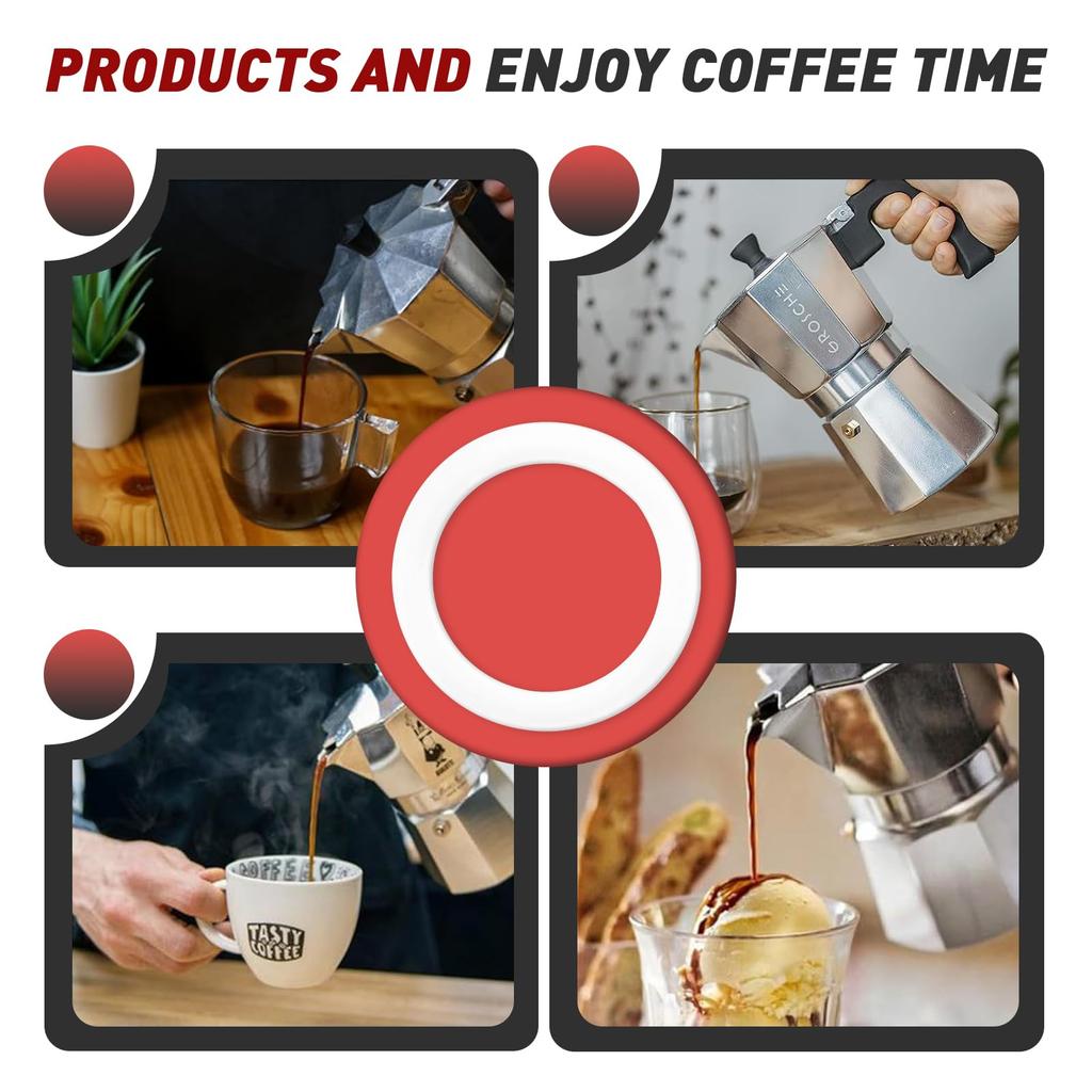 Set 6 garnituri inel de etanșare Bialetti Moka Express Dama (Capacitate 6 cești) - Inele de etanșare de rezervă din silicon alimentar pentru cafetiera din aluminiu de aragaz
