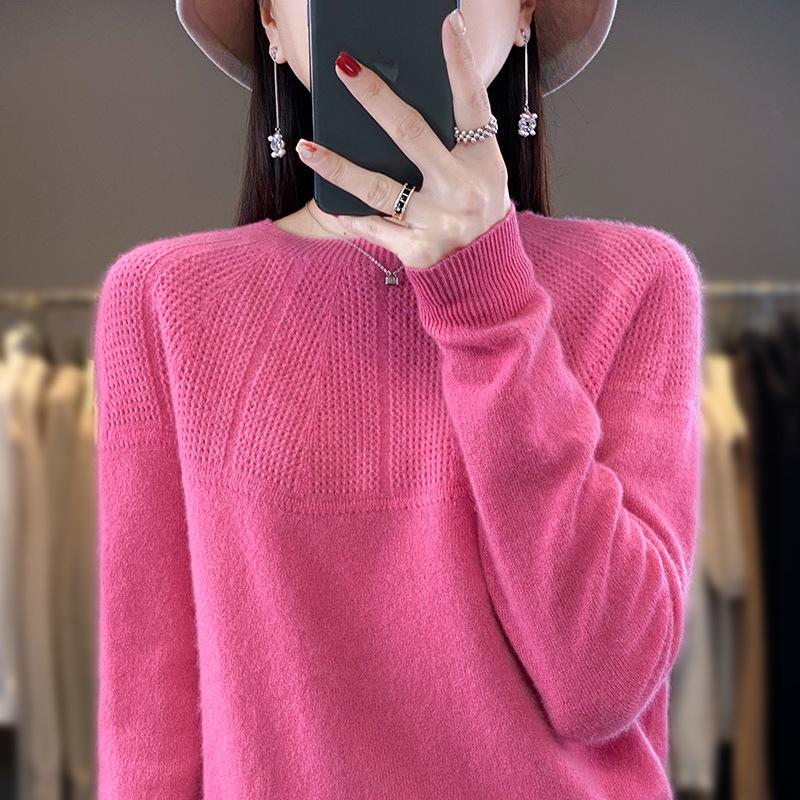 2023 Autumn/Winter Knit Round Neck Solid Color Versatile Pullover Sweater