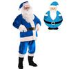 Santa Blue Costume Men Women Christmas Clothes Makeup Beard Party Prop Outfit