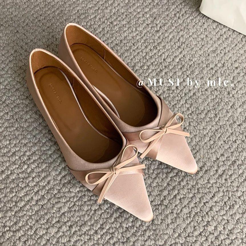 Fashion Bailamos Spring New Women Flats Fashion Pointed Toe Shallow Slip On Dress Shoes Low Heel Single Shoes Ballet Shoes Mujer