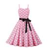 Vintage Polka Dot A Line Dress With 3d Pattern V Neck Sleeveless For Casual Wear