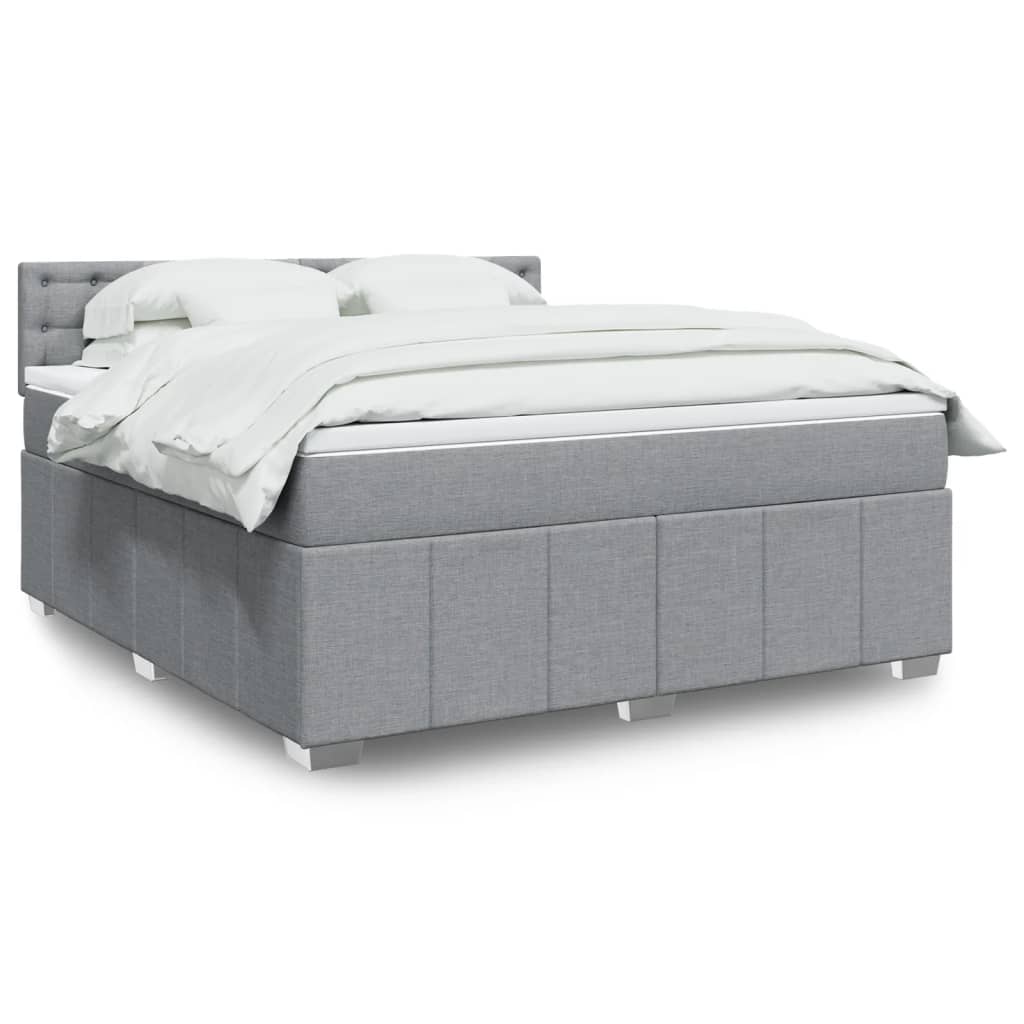 Vidaxl Letto Continentale Con Materasso, Grigio Chiaro, Tessuto, 180X200Cm