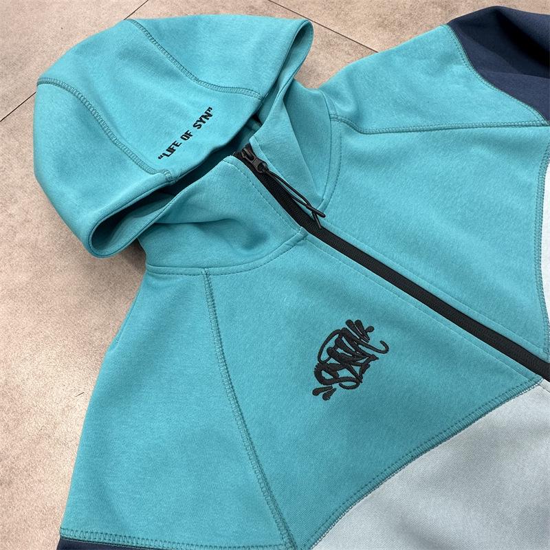 SynaWord Unisex Slim Fit Patchwork Hoodie & Sweatpants Set