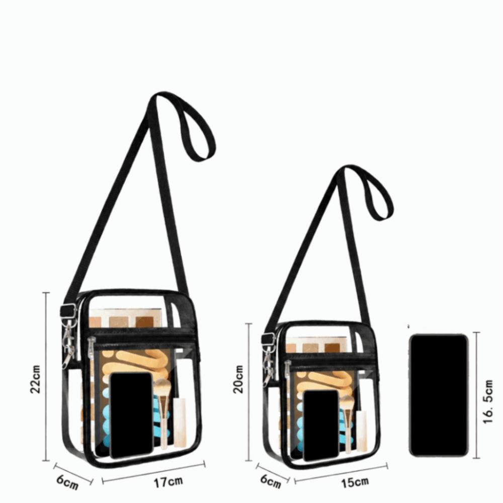 2 Pcs PVC Transparent Shoulder Bag Removable Clear Purse Durable Clear Messenger Bag Daily Travel 20*15*5cm