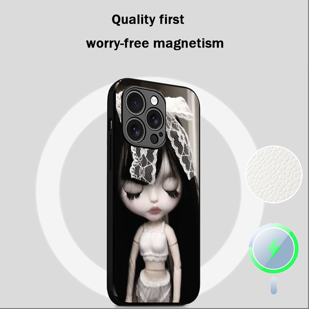 Blythe Cute doll fashion pattern design Phone Case For iPhone 17 16 15 14 13 12 Plus Pro Max  High-end Luxury Magsafe Sheepskin