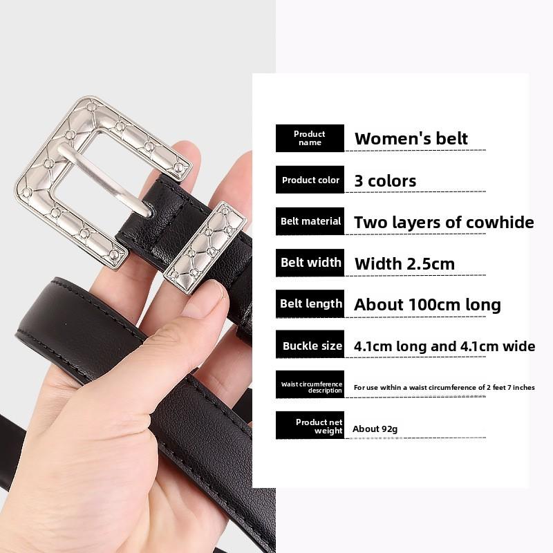 Genuine Leather Belt For Men With Silver Buckle Durable Twoply Cowhide For Casual And Formal Wear