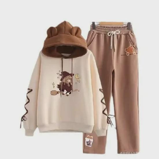 Mädchen Kapuzenpullover und Dicke Hose Set - Gemütlich und Stilvoll für Herbst/Winter