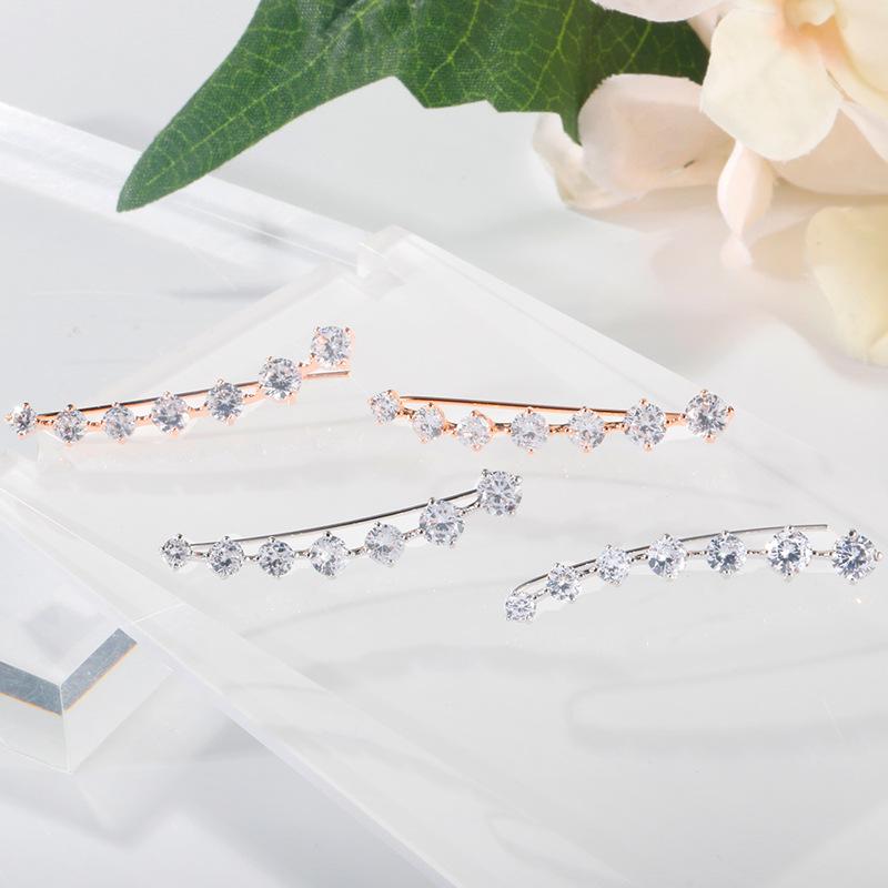 Two-Way Zircon Claw Earrings: Creative Sparkling Diamond Ear Clips & Hooks for Students