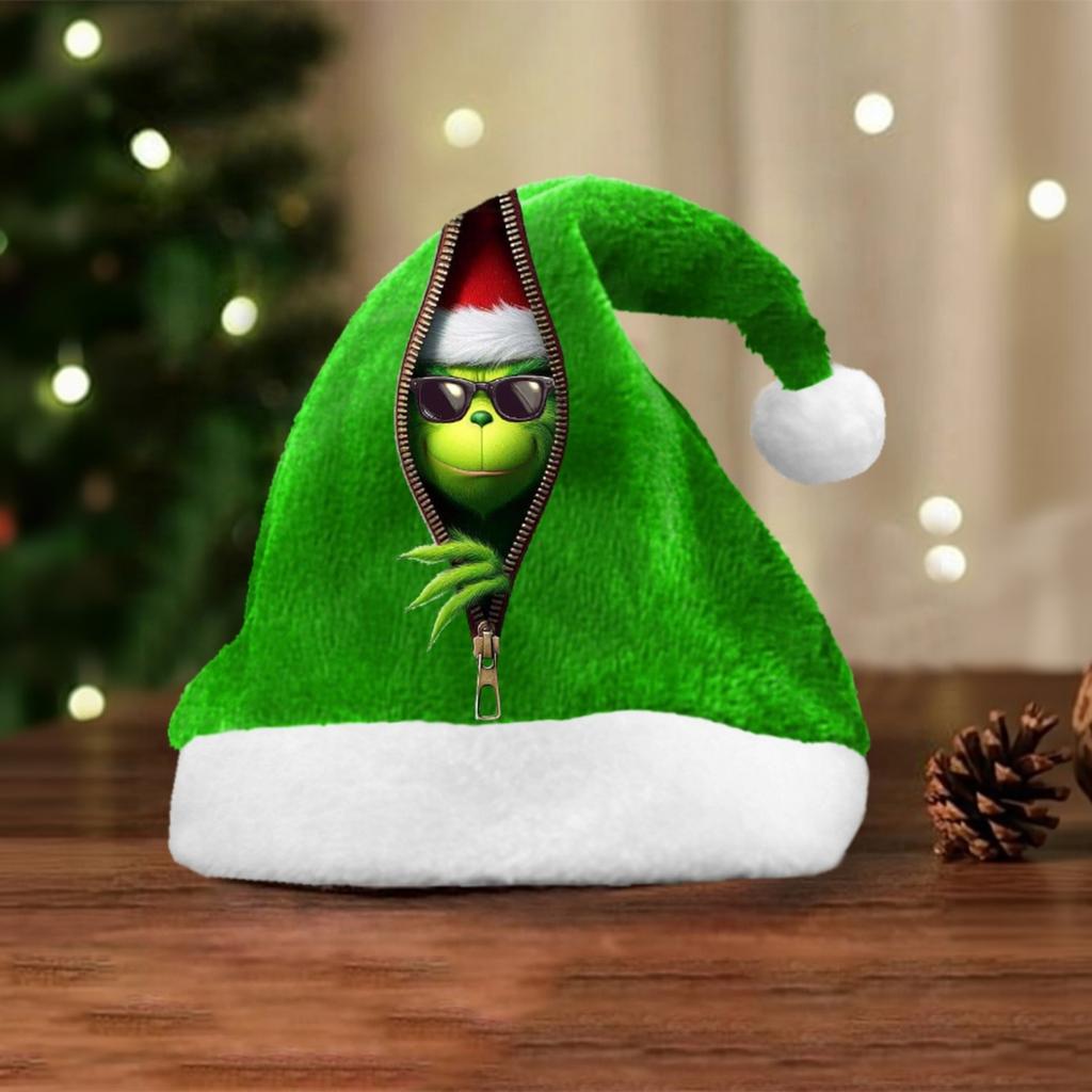 Plush Christmas Hat - Soft Fuzzy Winter Santa Hat for Holiday Parties