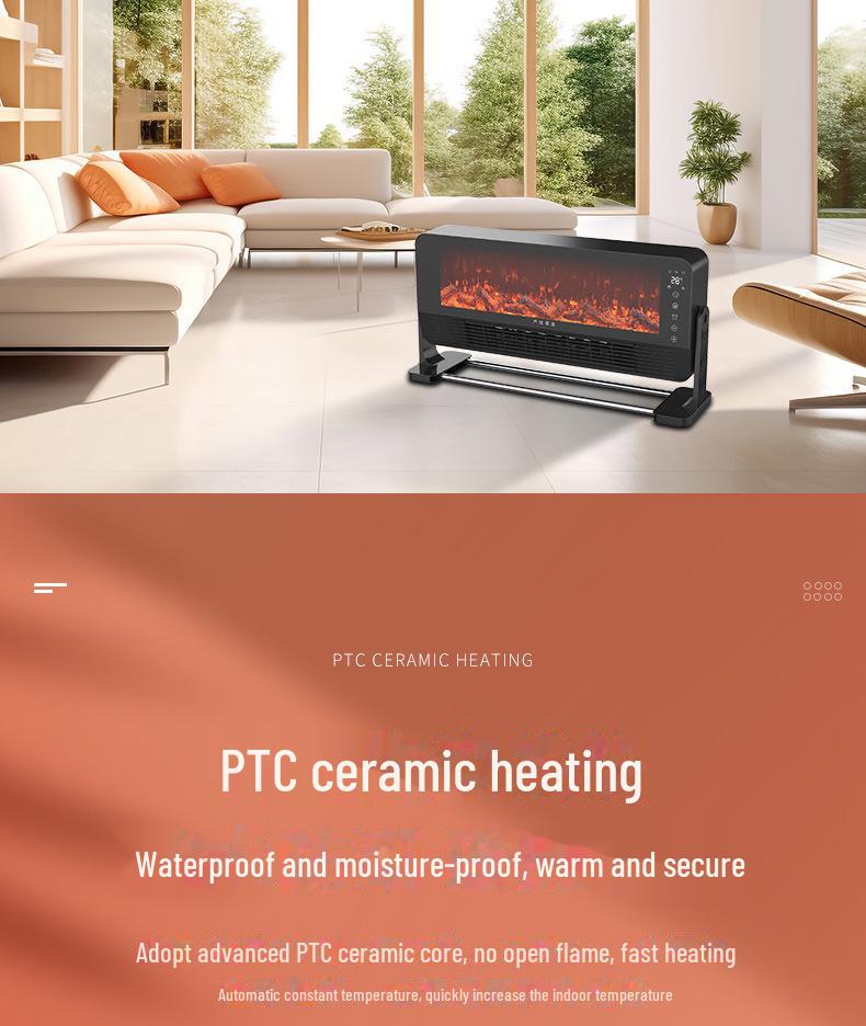 Chauffage de cheminée électrique mural avec flammes simulées pour bureau et petits espaces