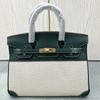 New Cowhide Canvas Platinum Bag Leather Casual Splicing Contrasting Bag Large Capacity Portable Shoulder Messenger Bag