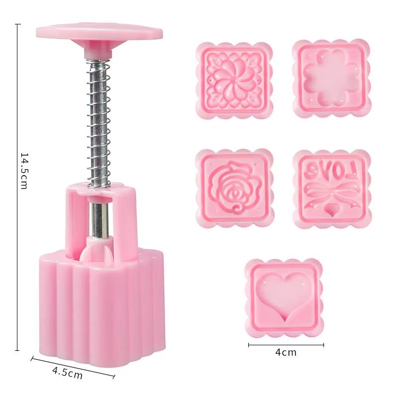 1 Set DIY Mondkuchenform Kunststoff Handpresse Gebäckform Kuchenmodell Gebäckprägung Machen Küchenbackwerkzeug