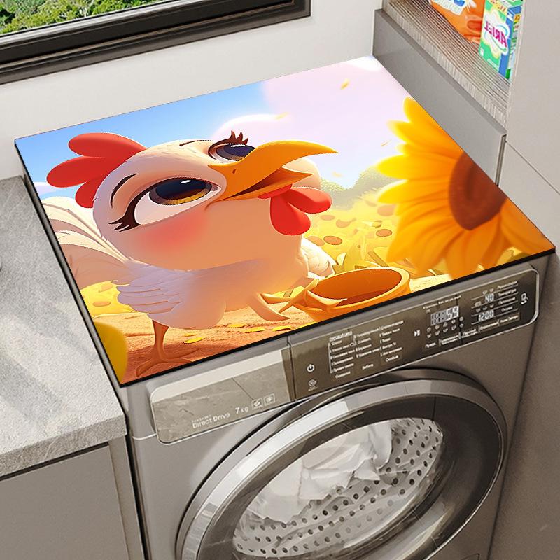Rooster Family Drum Washer & Dryer Dustproof Decorative Pad