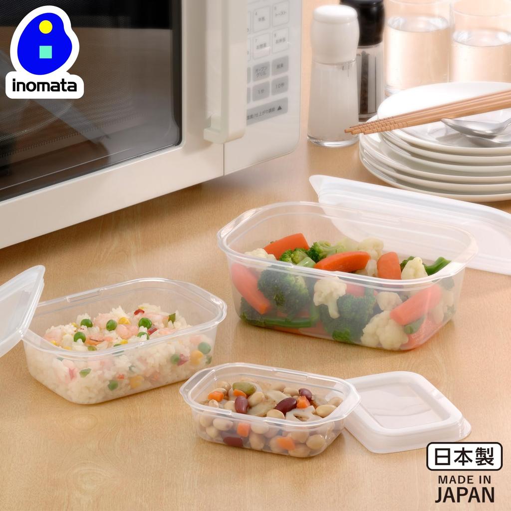 Inomata Chemical Rakuchin Pack Rectangular Food Storage Set of Clear Made in Microwave with for and Food Food Small 1830 (Inomata-k) Containers, 9,