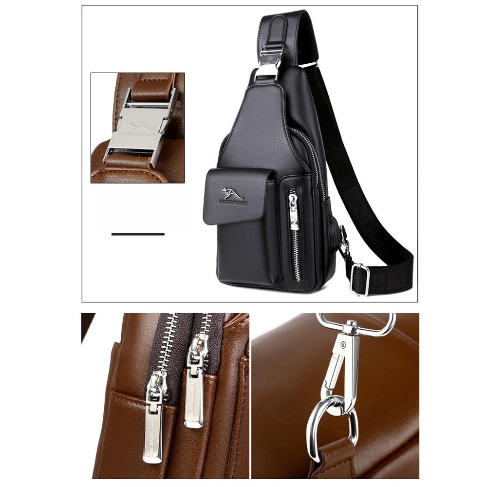 Men's Chest Bag USB One-shoulder Messenger Chest Bag Casual Fashion Bag Diagonal Backpack