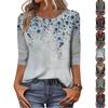 Trendy Vintage 3/4 Sleeve Top For Women,Ladies Casual Three Quarter Sleeve Round Collar Printed T-Shirt Blouse