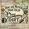 Funny Vintage Metal Garden Sign Play In The Dirt Watering Can Outdoor Wall Art Decor