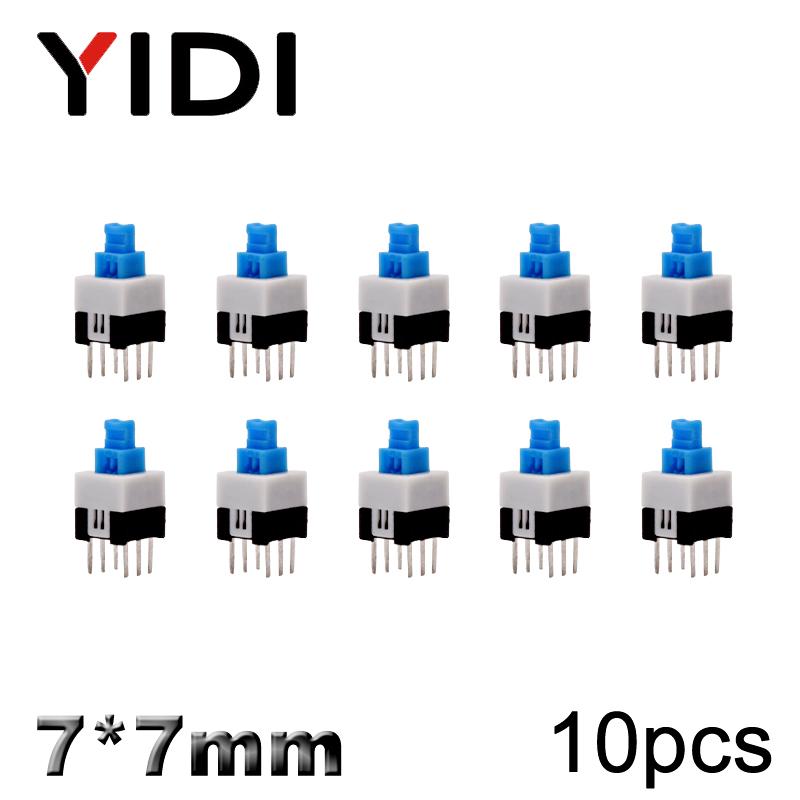 10pcs PCB Tact Tactile Micro Mini Latching Push Button On Off Self Lock UnLock Switch DIP 6 Pin Cap 5.8*5.8/7*7/8*8/8.5*8.5mm
