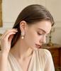 Sparkling Zircon Pearl Earrings Geometric Chandelier Dangle Earrings for Daily or Party Women