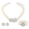 Accessories Pearl Flower Necklace Bracelet Earrings Three-piece Set