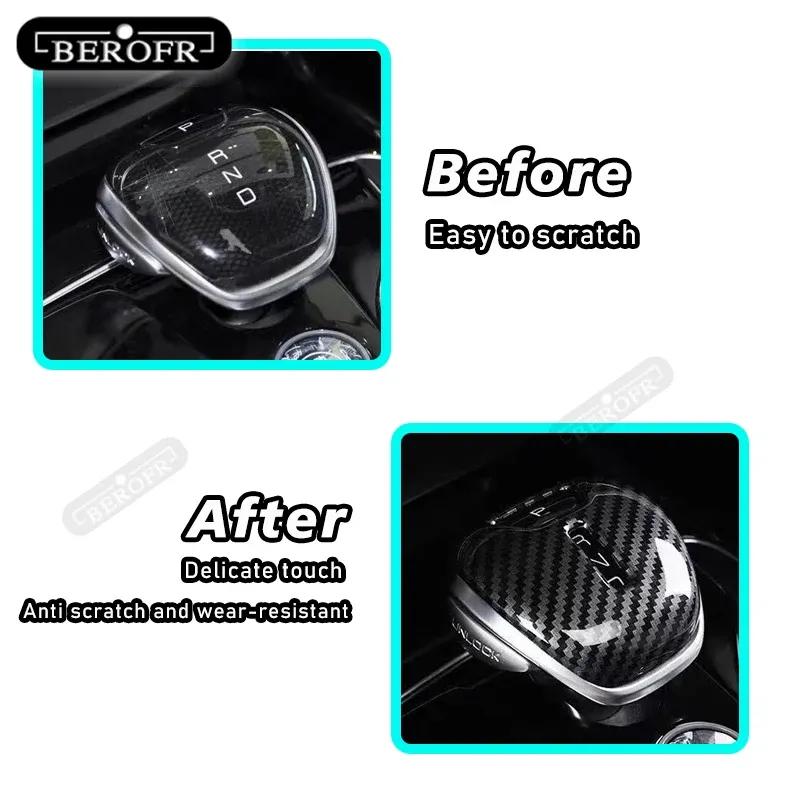For BYD  Car Gear Head Shift Knob Handle Cover Trim Sticker Shift Head Cover Carbon Fibre