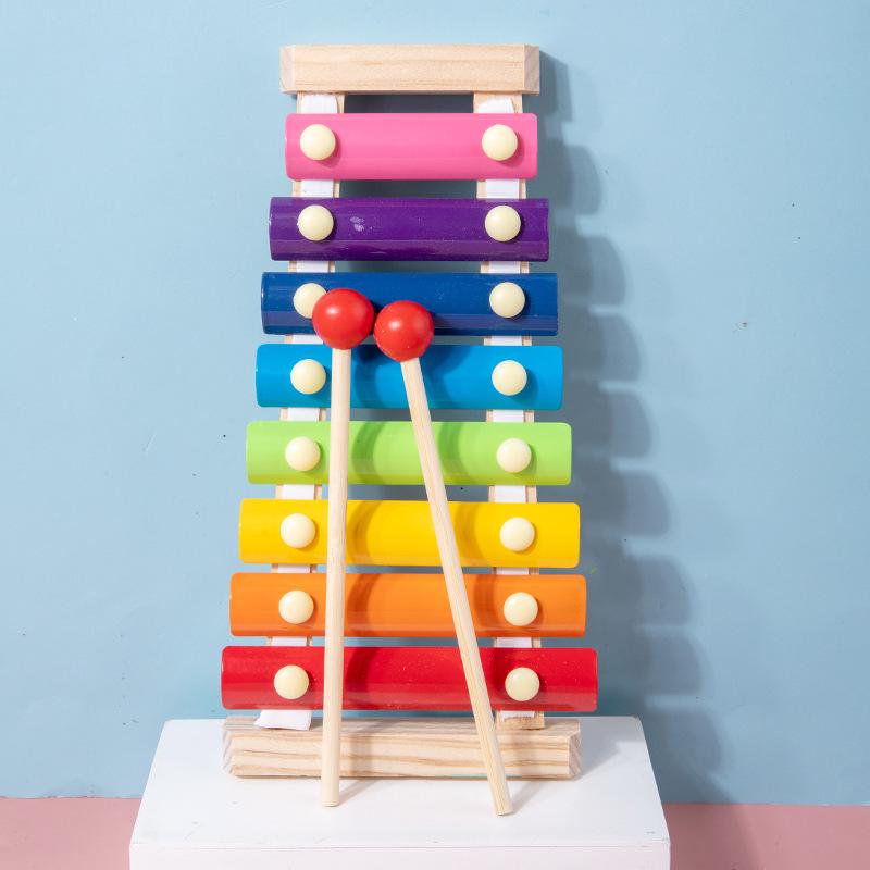 Colorful Wooden Children's Xylophone Toy - Eight-Note Hand Knocking Piano for Early Education