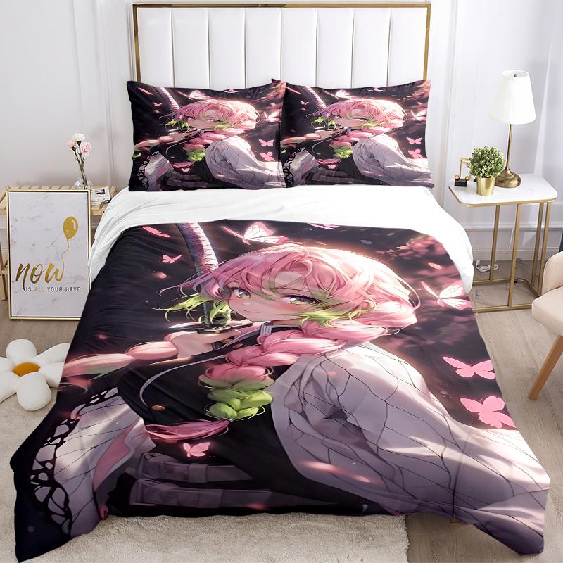 3pcs Demon Slayer Home Decor Bedding Set-Universal Three-Piece Suit for Bedroom, Guest Room, Living Room, Hotel-Perfect Gift for Fans, Trave