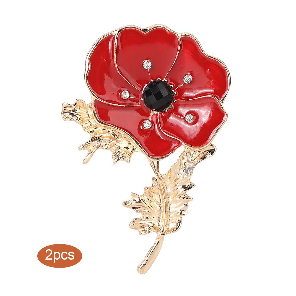 2Pcs Women Alloy Flower Elegant Rhinestones Pin Brooch Clothes Decoration Jewelry Accessory