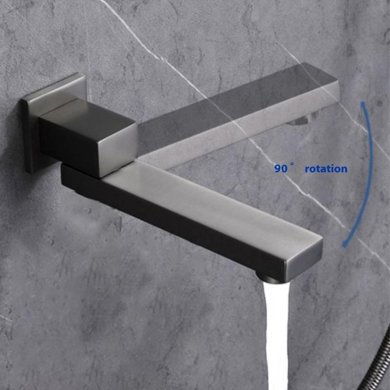 Practical 180 Rotation Swivels Wall Mounted Tub Spouts Copper Bathroom Faucet With Thread Easy Installion Folding Designs