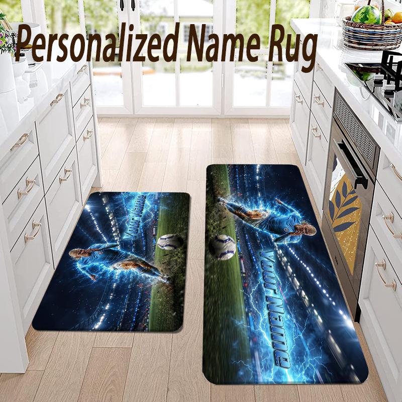 Custom Name Erling Haaland Flannel Area Rug Kitchen Floor Mat Personalized Home Decoration
