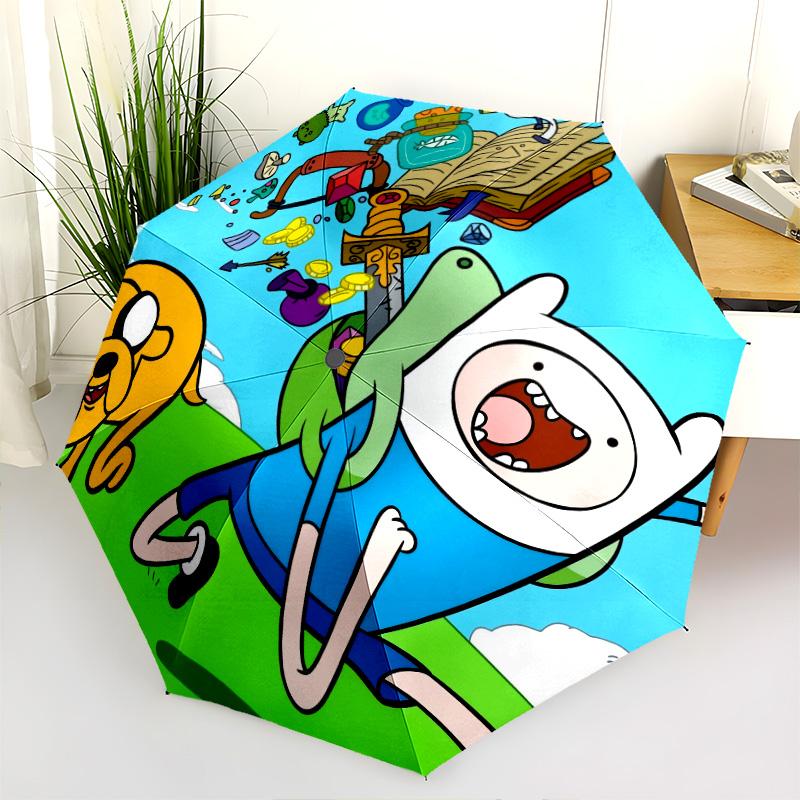 Jake and Finn Pattern, Automatic Folding Umbrella, Portable and Foldable Design, 8 Ribs, a Christmas or Birthday Gift.