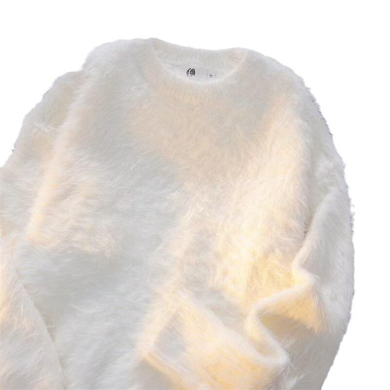 Mink Men's Thick Winter Sweater - Japanese Retro Style, Trendy High-End Autumn/Winter Couple's Coat