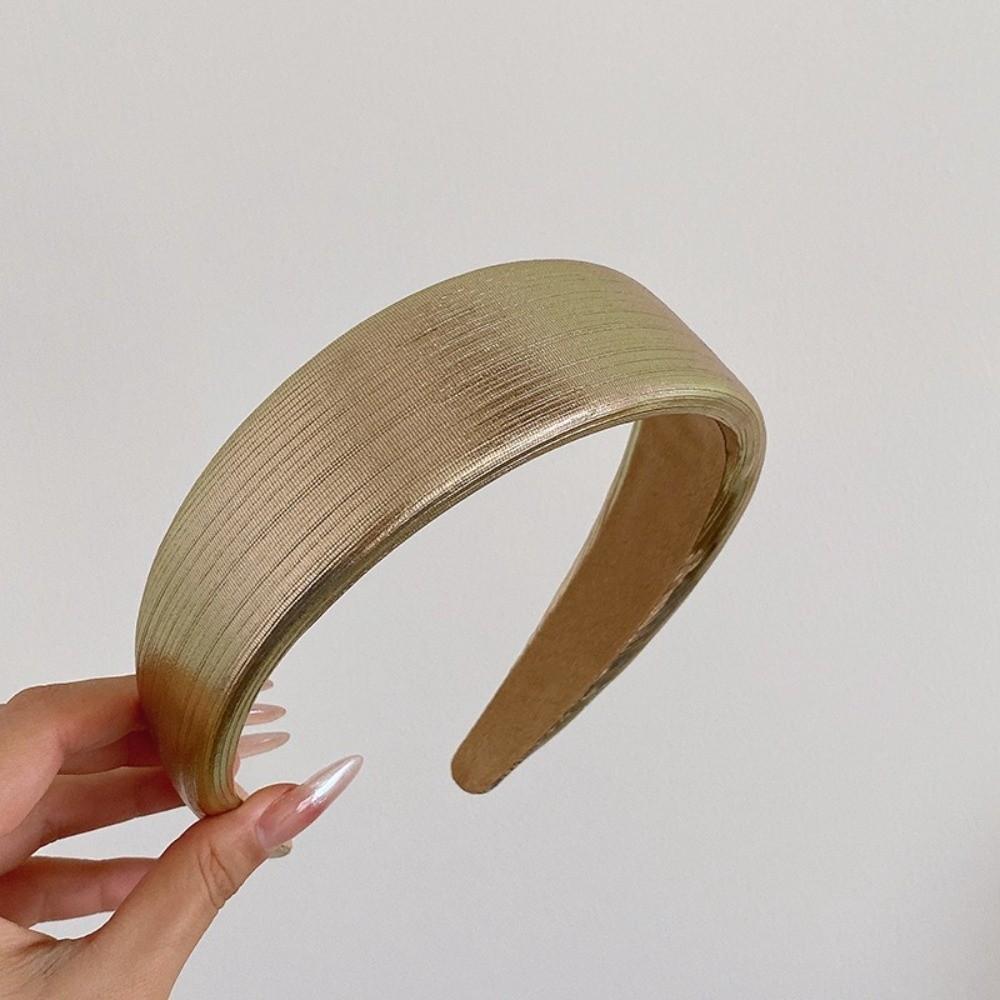 Shiny Gold Hair Hoop Wide Retro Headwear Fashion Leather Hairbands  Hair Accessories