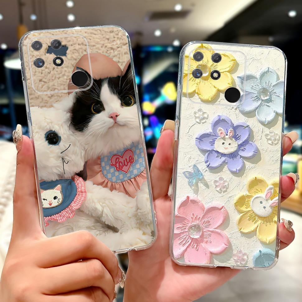 Soft Full RMX3430 Protective Cover For Realme Narzo 50A Casing Cat Pattern For Realme Narzo 50A Narzo50A Silicone Covers Case