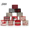 Christmas Bowknot Making Ribbon 1 Roll 2Mx5CM Red Black White Plaid Santa Car Wired Gift Decorative Packing DIY Craft Xmas Tree Decoration Wreath