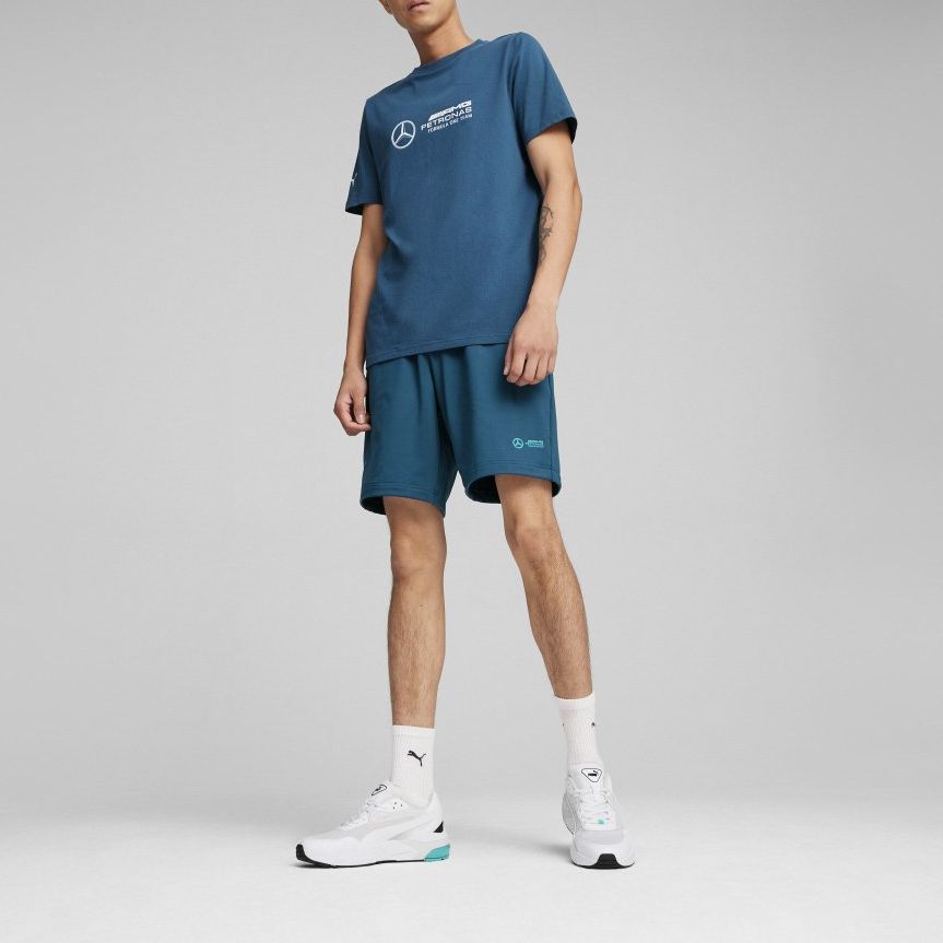 Puma Letter Print Logo Design Casual Round Neck Short Sleeve T-Shirt Men Tops Ocean-Blue 623754-07