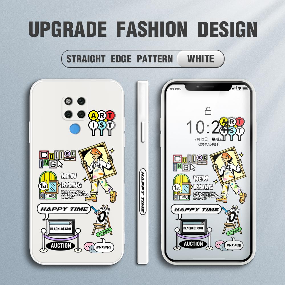 

Чехол для телефона с мультяшным красочным узором, квадратный, жидкий, силикон, TPU, полное покрытие, противоударный, защитный чехол для камеры Huawei Honor Vivo Huawei Mate 20 белый