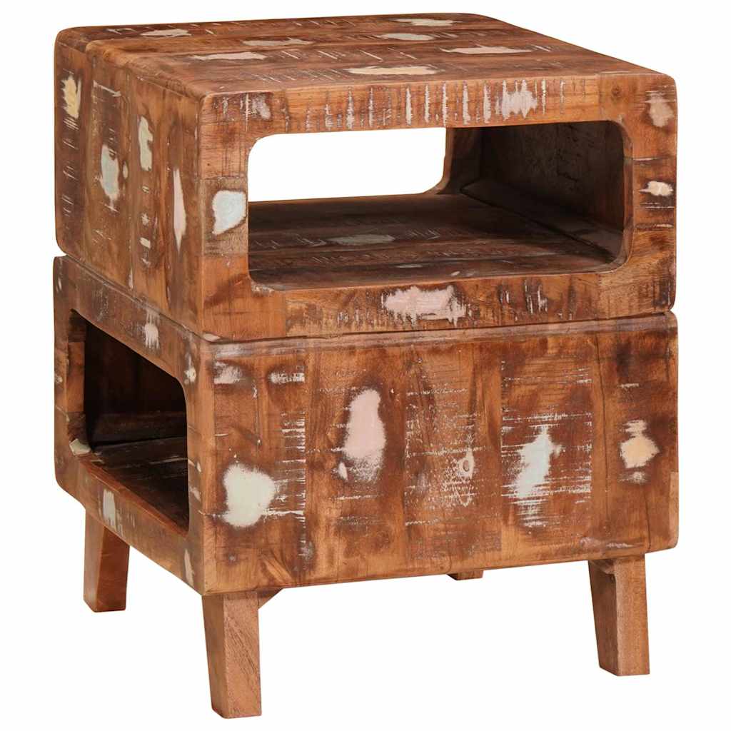 Side Table Brown 40 X 40 X 49 Cm Solid Upcycled Wood