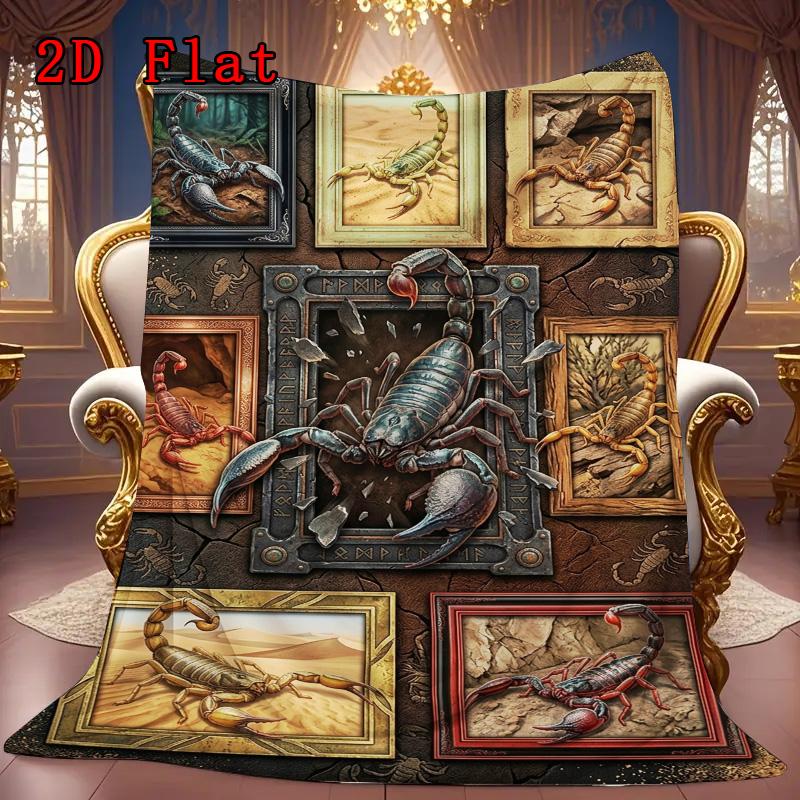 Scorpion Art Collection 2D Flat Pattern Flannel Blanket, High quality All Seasons, Home Decor, Warmth and Comfort, Perfect for Christmas Gifts.