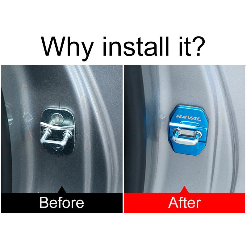 4Pcs Stainless Car Door Lock Cover Protect Buckle Case Latch Stop Anti Rust Trim Stickers For Haval H6 3th Gen  2022 2023