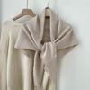 Women's 100% Wool Knit Triangular Scarf - Large Shawl for Autumn/Winter, Warm Outerwear, Neck Protector