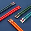 JANKNG 5 Pairs Chinese Janpanese Chopsticks Set Family Chopsticks Set Food Sushi Stick Reusable Korean Alloy Tableware Set