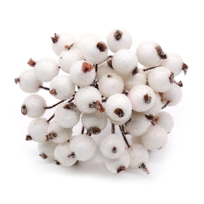 

40Pcs Artificial Berries Sprigs Decors Berries for Christmas Tree Decoration and Wedding Party Flower Arrangements белый