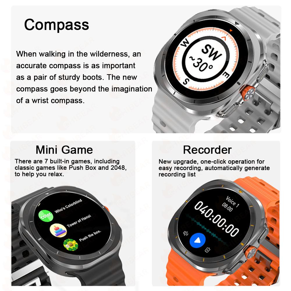 2025 New Smartwatch Watch 7 Man Woman Sports Outdoor Compass Bluetooth Call 32GB NFC Heart Rate Weather For Samsung Smartwatch